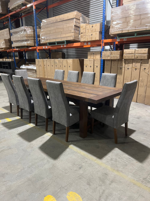 Farm gate 11pce dining setting 3mtr table 10x seattle chair