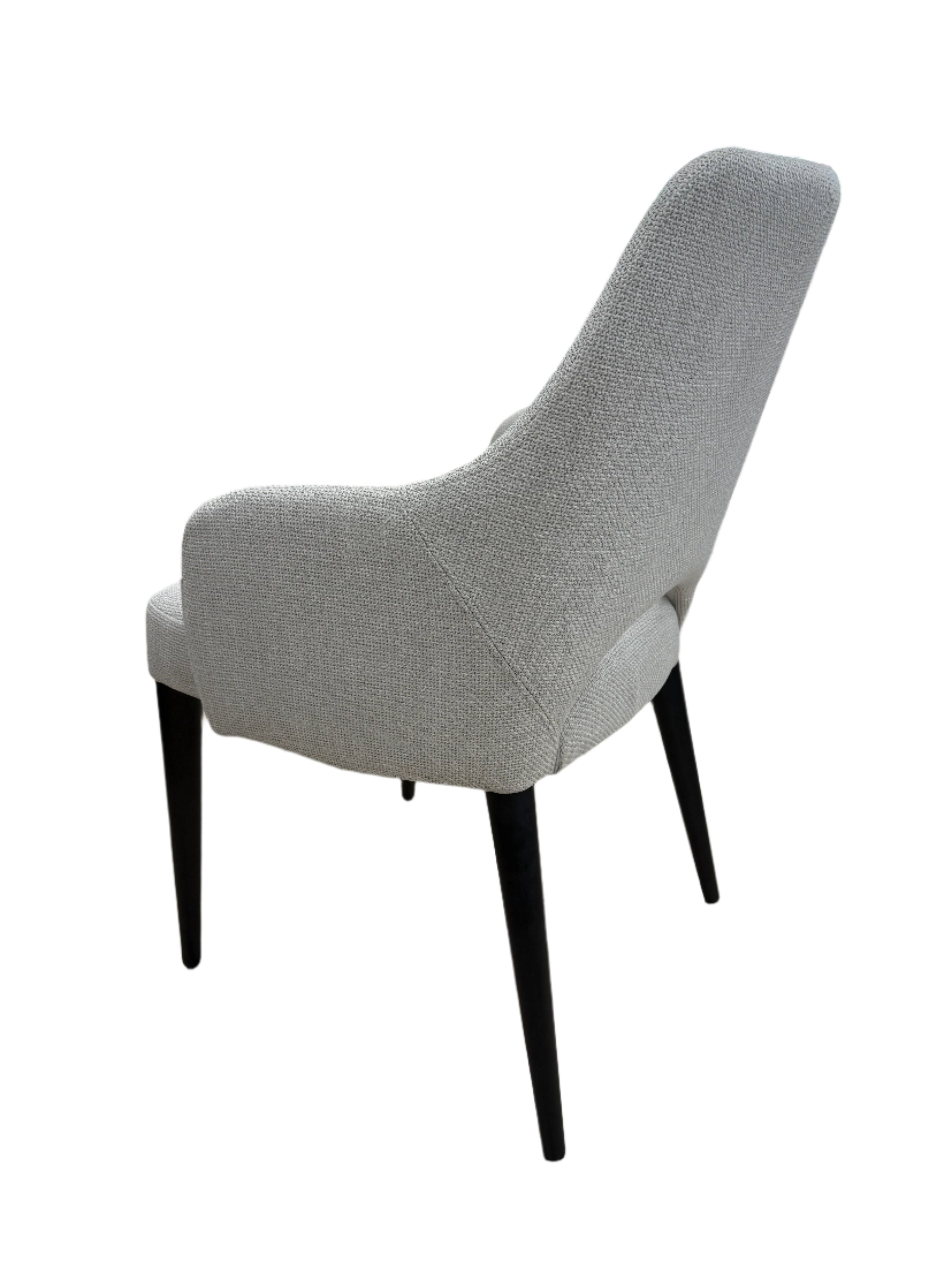 Clinton Dining Chair  In Light Grey Charcoal With BlackLeg