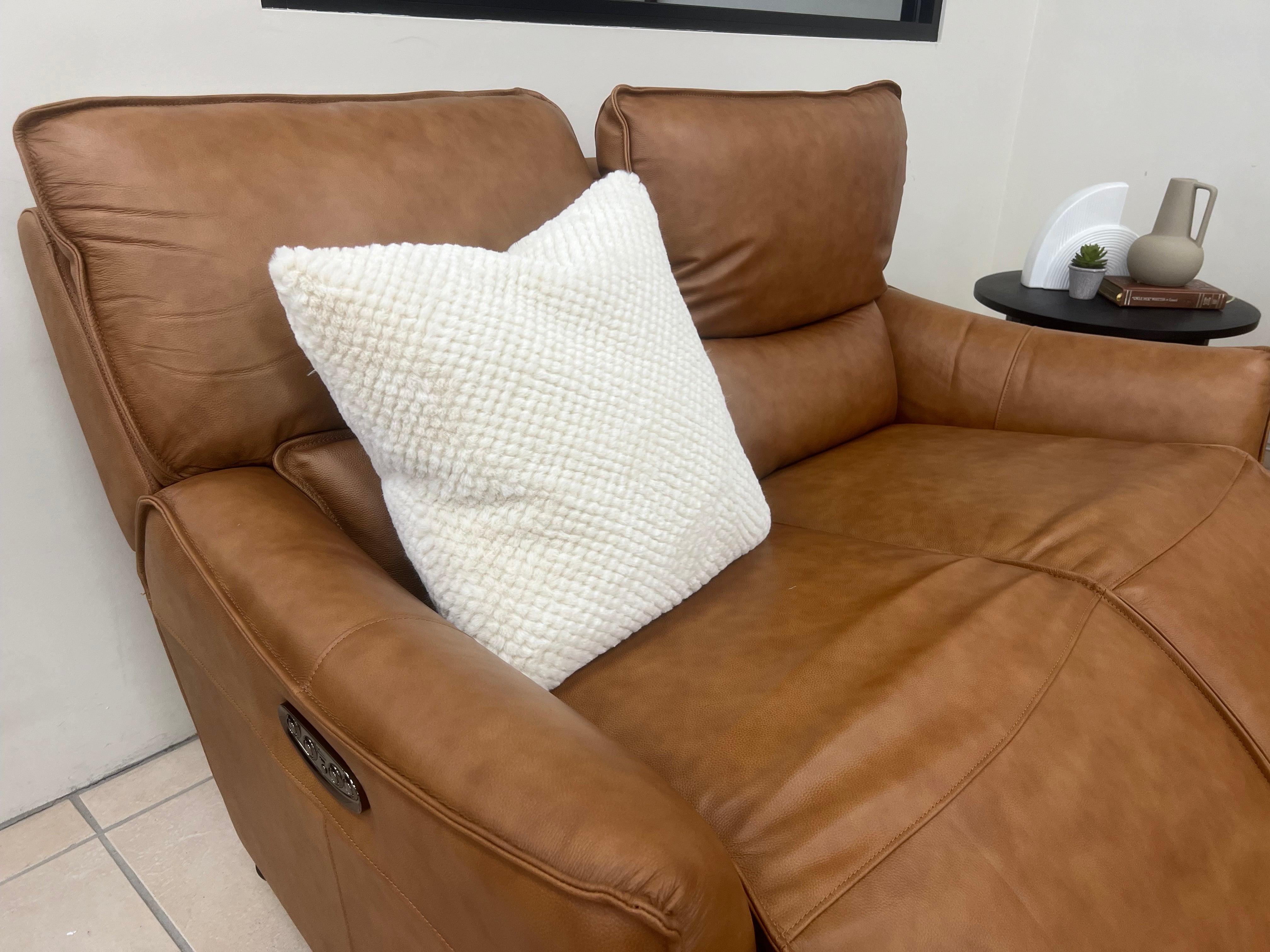 Trina 2 Seater With Dual Electrics In Tan Leather