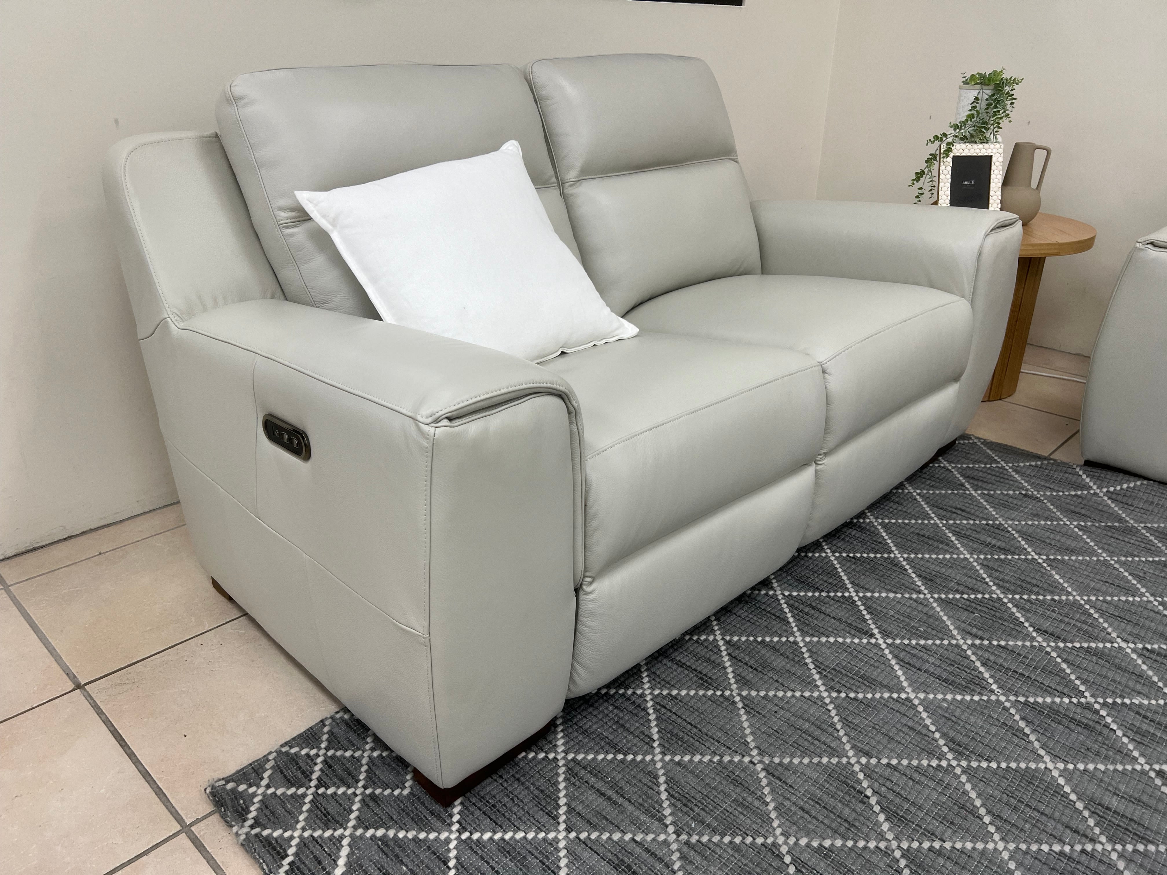 Jonah 2 Seater Dual Motor Sofa In Grey Leather