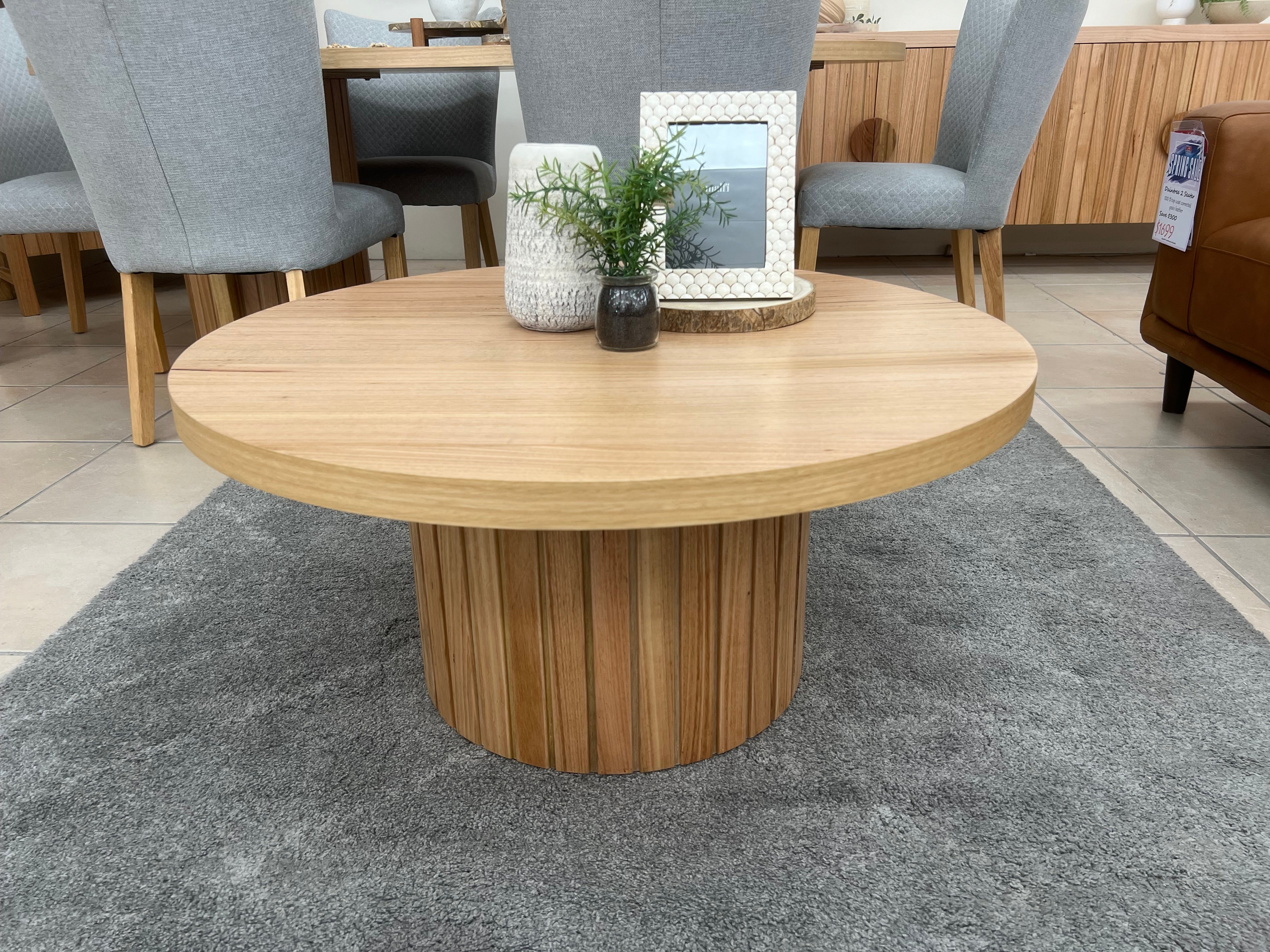 Morocco 90cm Round Coffee Table In Natural Australian Messmate