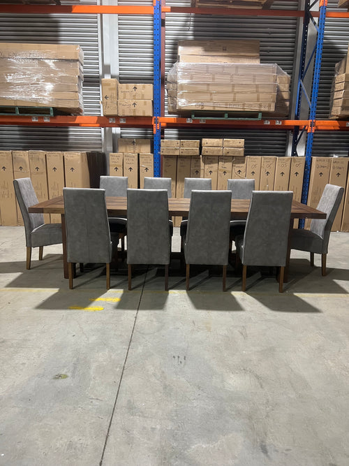 Farm gate 11pce dining setting 3mtr table 10x seattle chair