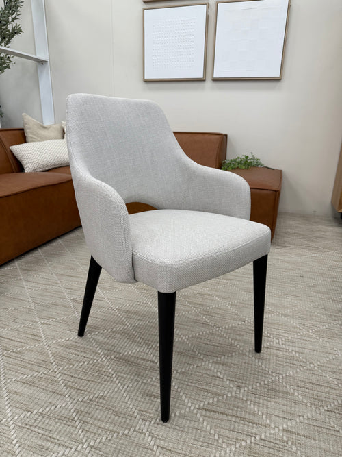 Clinton Dining Chair  In Light Grey Charcoal With BlackLeg