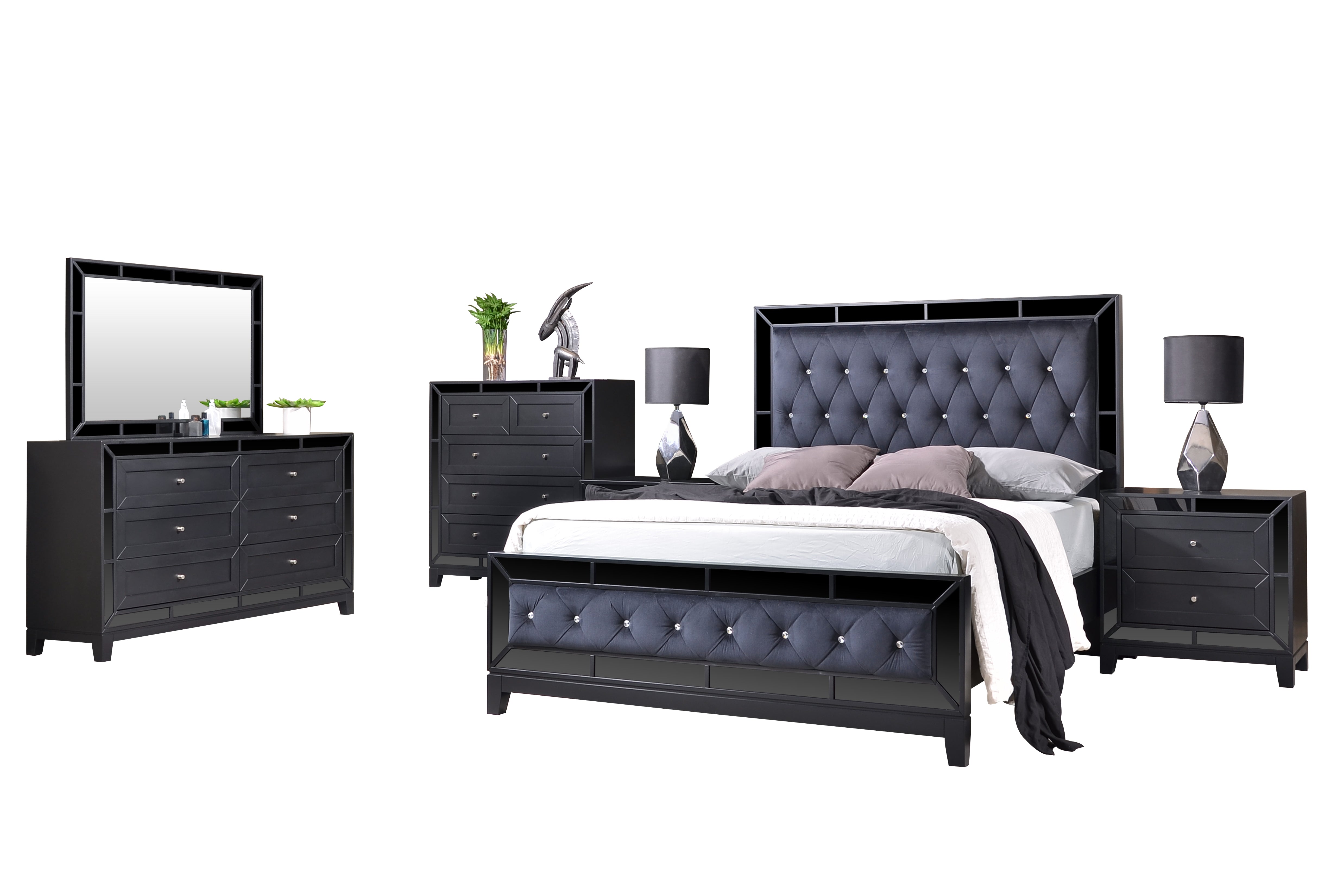 Dalton Black Mirror King Size Bed