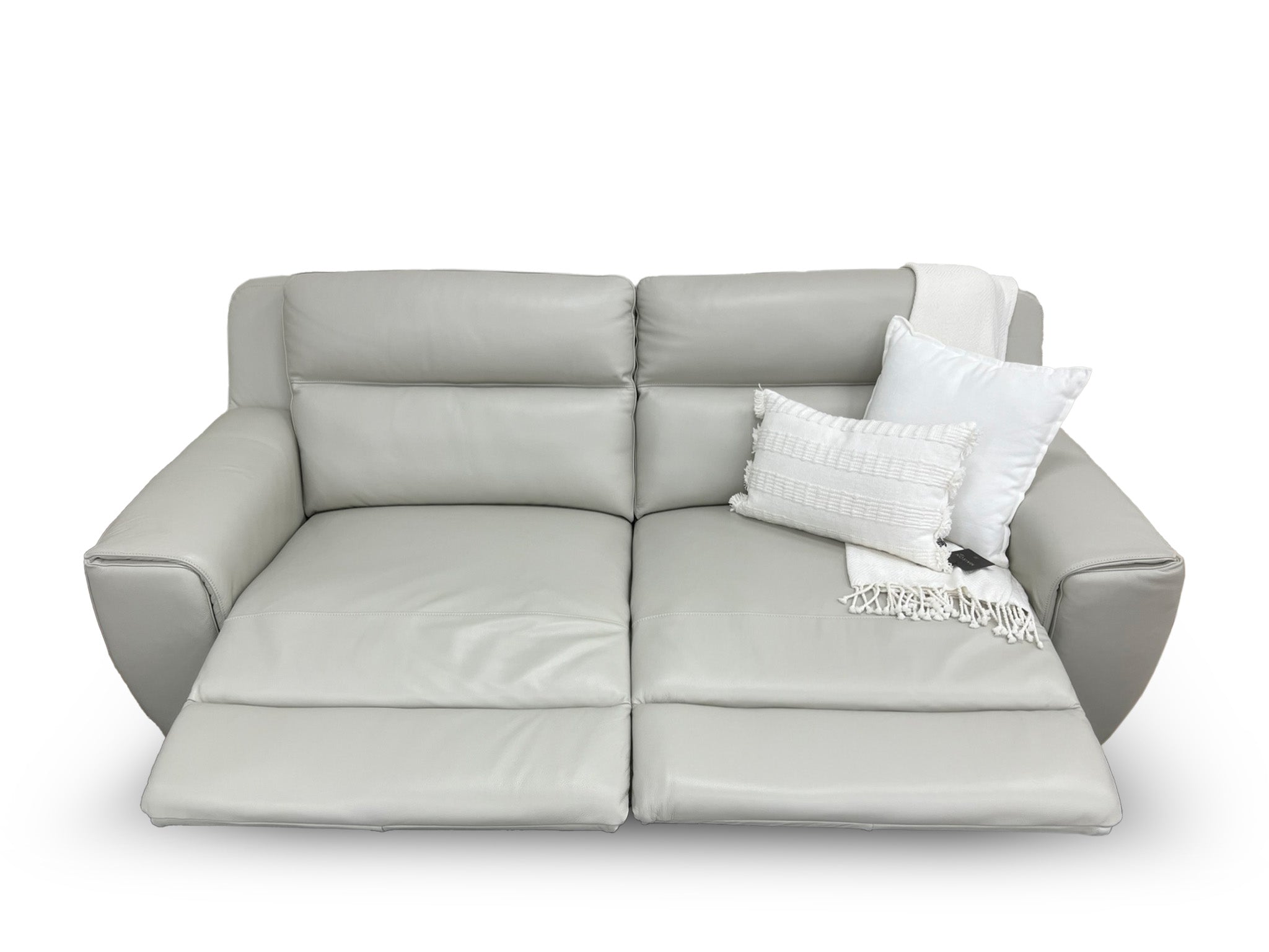 Jonah 2 Seater Dual Motor Sofa In Grey Leather