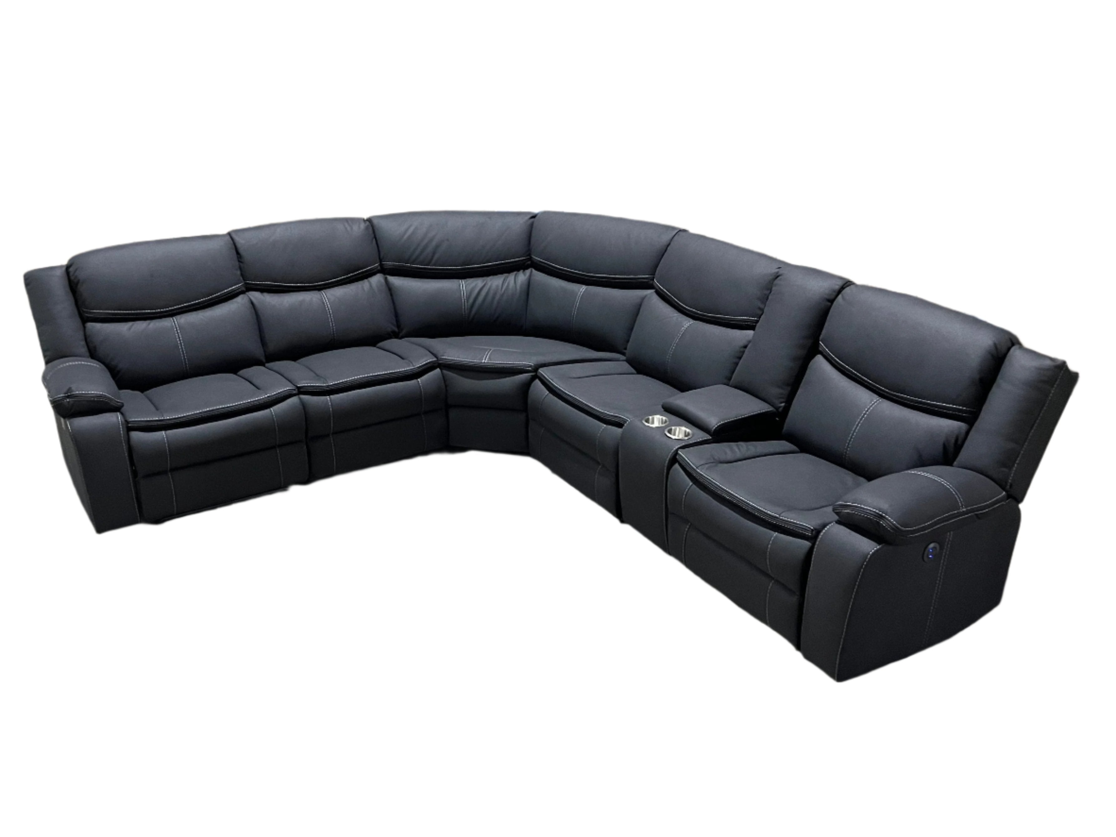 Erik Corner Lounge With Electric Recliners In Black