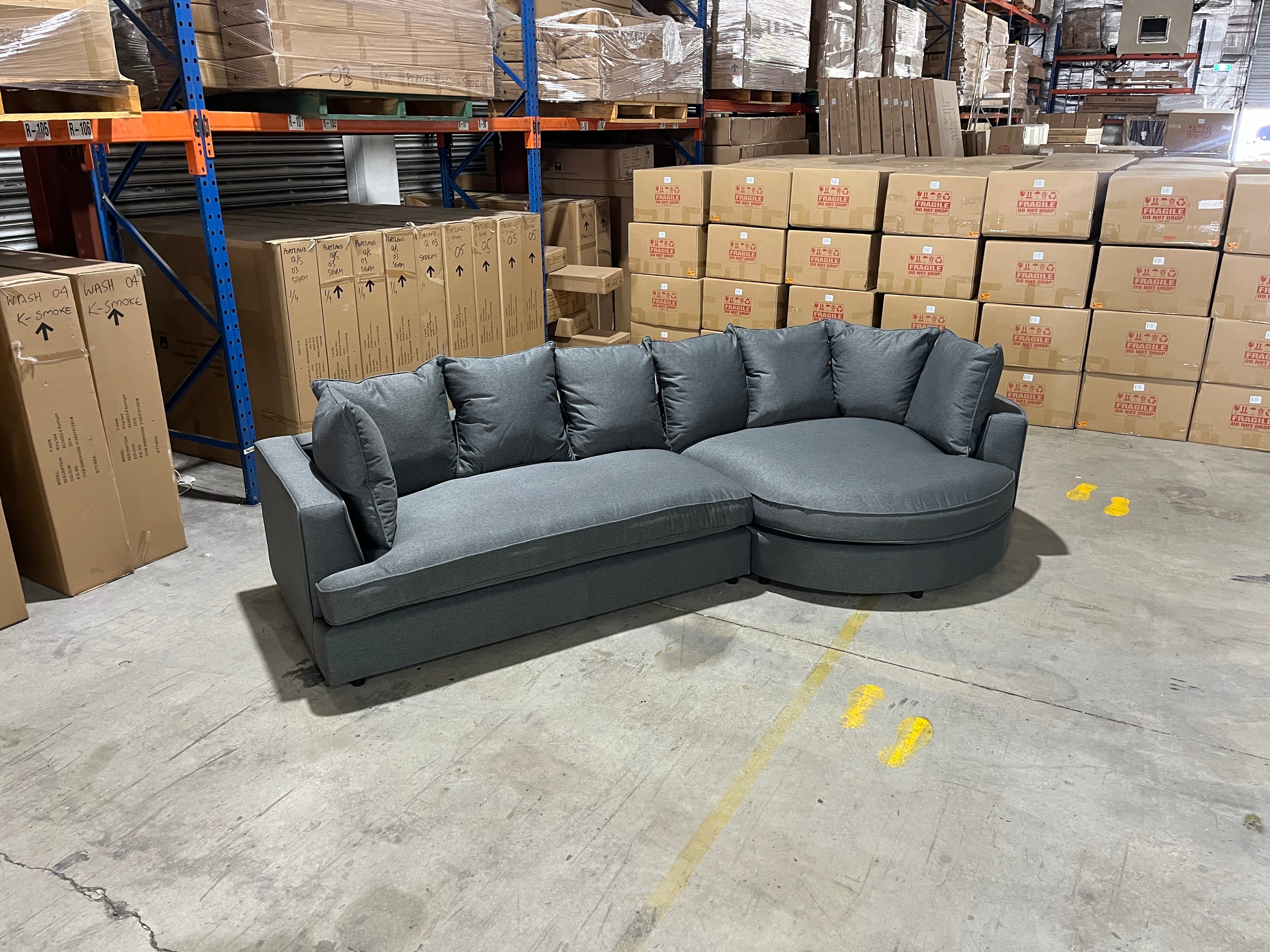 Jamie Right Chaise In Charcoal