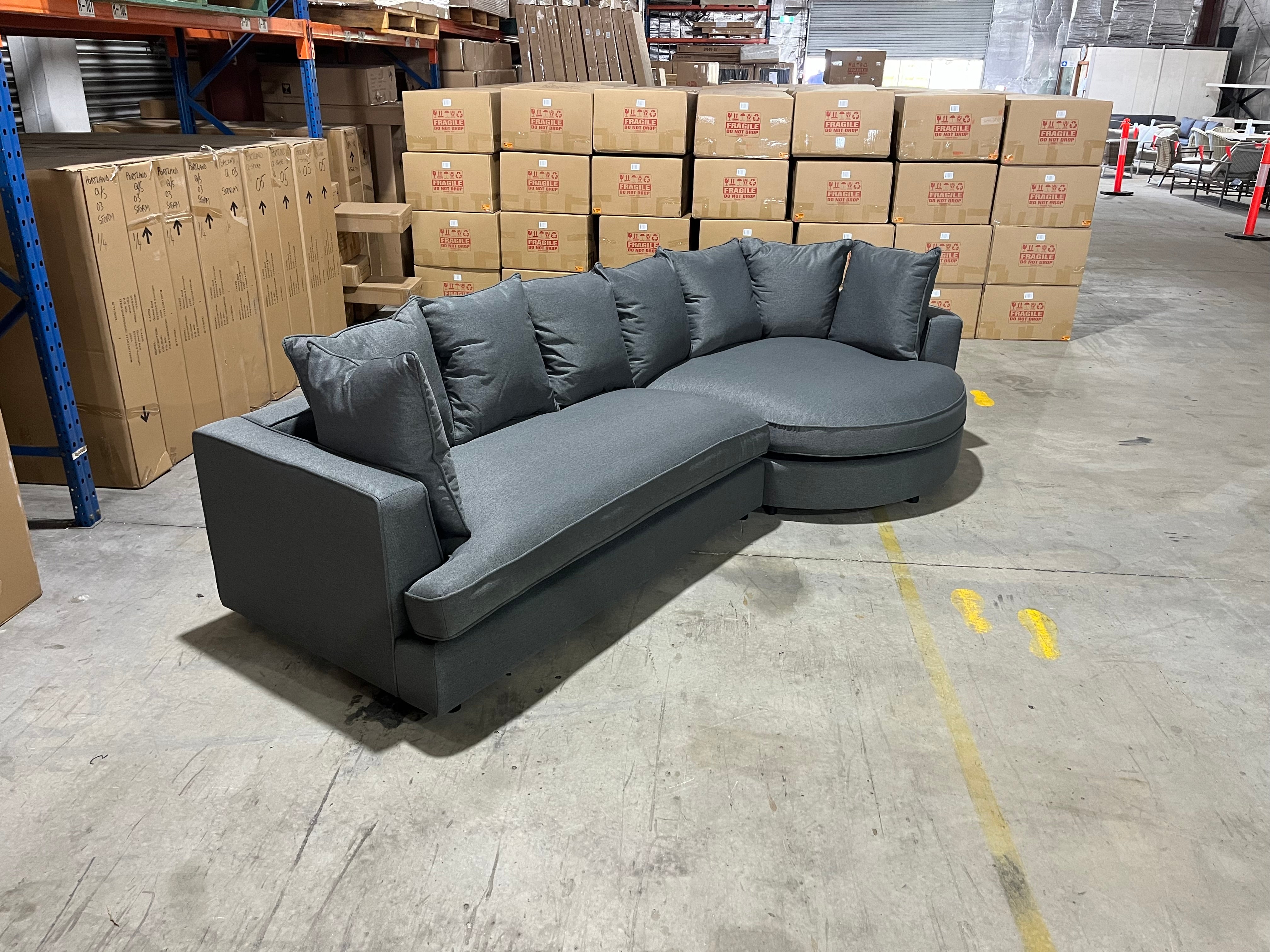 Jamie Right Chaise In Charcoal