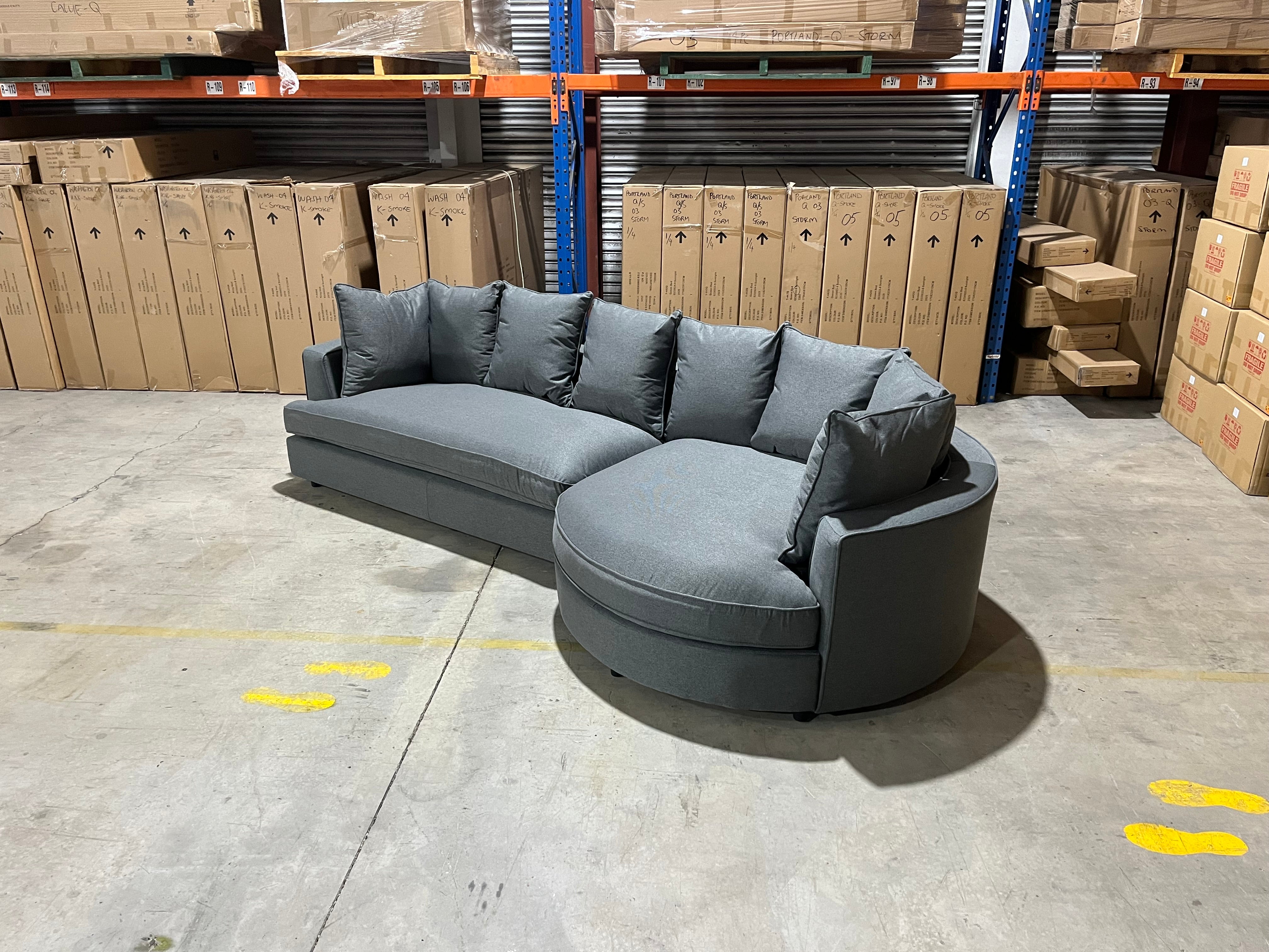 Jamie Right Chaise In Charcoal