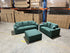 Amarda 3+2+scatters and ottoman in Green