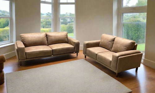 Dustin 3+2 sofa pair in tan