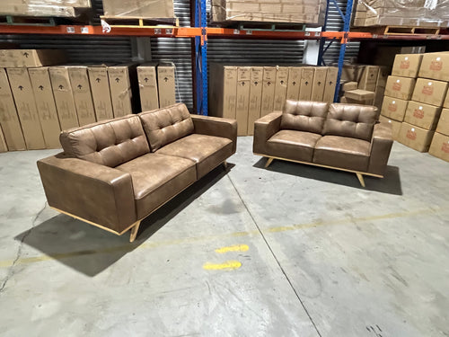 Charles 3+2 sofa pair in tan nubuck