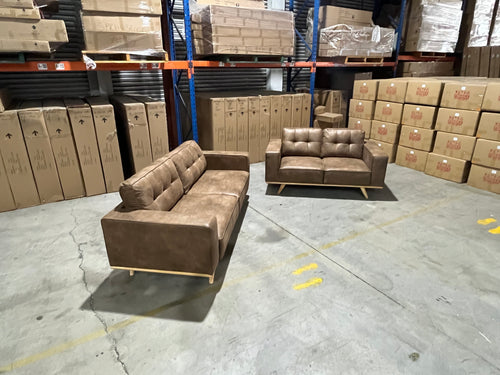 Charles 3+2 sofa pair in tan nubuck