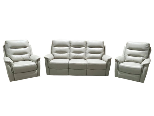 Barrett 3 Piece 100% Leather Package With 4 Recliners In Light Grey