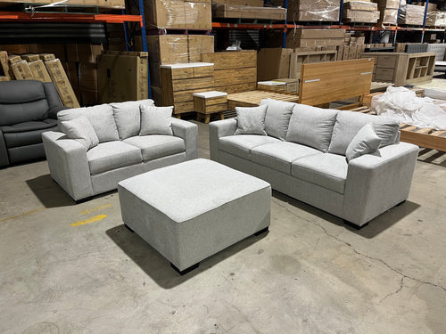 Amarda 3+2+scatters and ottoman in Silver Grey