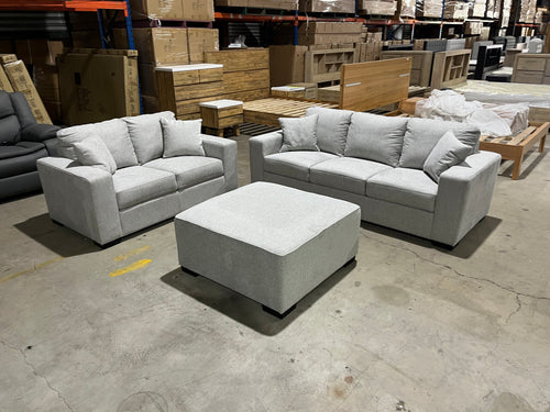 Amarda 3+2+scatters and ottoman in Silver Grey