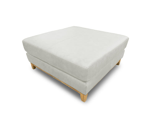 Bliss Ottoman In Light Grey Leather