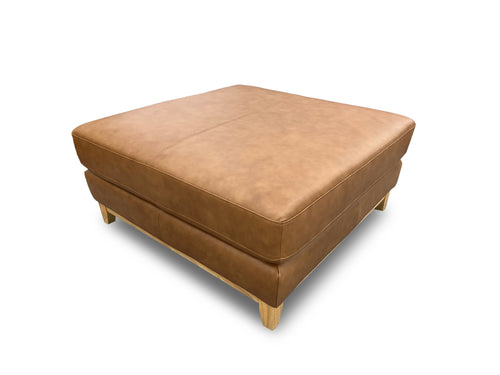 Bliss Ottoman In Tan Leather