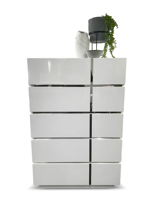 Davis tallboy in glass white