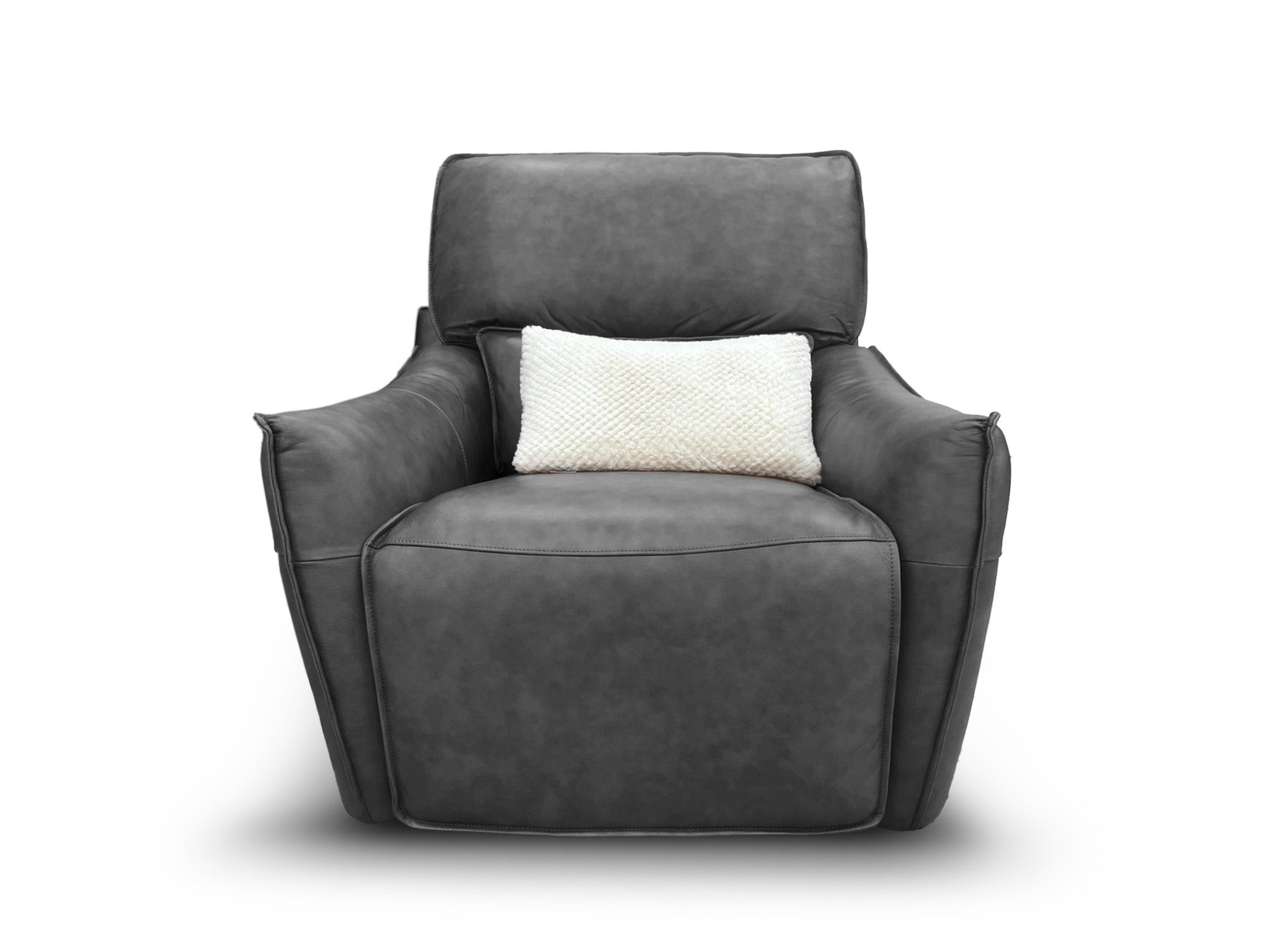 Trina Recliner With Dual Electrics In Asphalt Grey Leather