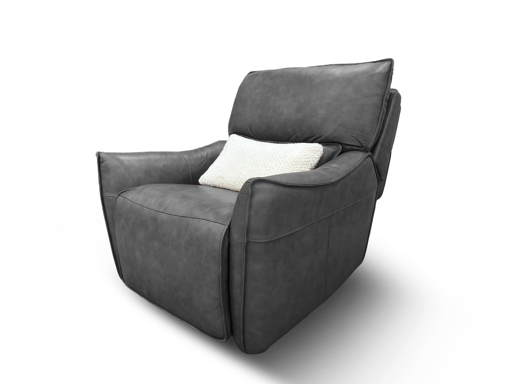 Trina Recliner With Dual Electrics In Asphalt Grey Leather