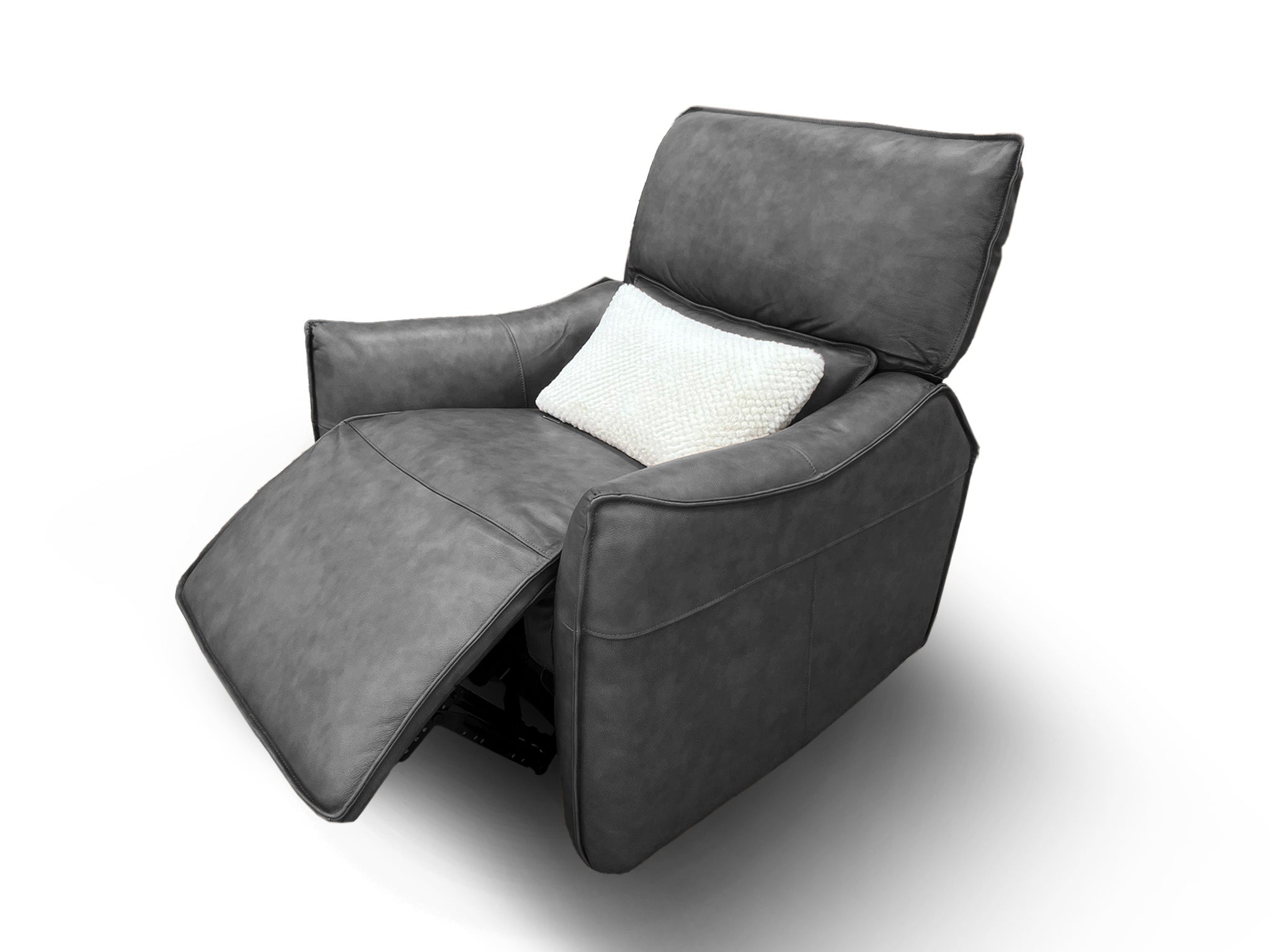 Trina Recliner With Dual Electrics In Asphalt Grey Leather