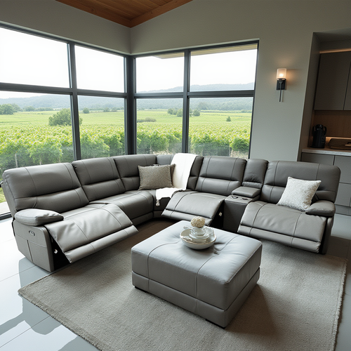 Caruso 100% Leather Modular With 3 x Electric Recliners In Mocha